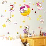 Wallpark Cute Smiling Star Moon Cartoon Rabbit Removable Wall Sticker Decal, Children Kids Baby Home Room Nursery DIY Decorative Adhesive Art Wall Mural size(60x90) xl8073 - Image 5