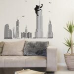fashionbeautybuy Gorilla On Tower King Kong Wall Sticker House Decal Removable Living Room Wallpaper Bedroom Kitchen Art Picture PVC Murals Sticks Window Door Decoration size 60x90 ay9102 - Image 3