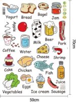 Wallpark Cartoon Cute Food Vegetable/Fruit/Meat Kitchen Fridge Removable Wall Sticker Decal, Living Room Bedroom Home Decoration Adhesive DIY Art Wall Mural size 50x70 am7090 - Image 6