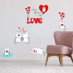 Cute Cartoon Cat Wall Stickers Cupboard Room Glass Windows Decals SK5002 - Image 2