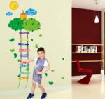 BIBITIME Green Leaves Ladder Height Chart Sun Sky Cloud Birds House Wall Decal Sticker Nursery Growth Charts Colorful Measurement for Kids Room Decor Art Mural (Minimum Scale: 90cm;Max:170cm) - Image 3