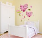 Ay755 'Love is More Than A Word with Heart-Shaped Pink Cherry Blossoms Flowers Bouquet' Wall Sticke - Image 2