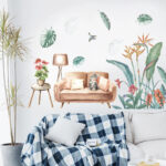 WS0388 NORDIC GREEN PLANT & CAT WALL STICKER - Image 3