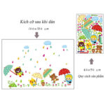 Wall decal made of thick, sharp PVC type 1, decorating kindergarten and children's classrooms - Bear covering the umbrella - product code AY1931 - Image 8