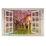 Wall Sticker ay9234e romantic sunset landscape cherry tree 3d fake window stickers wall decor wall stickers for kids rooms - Image 7