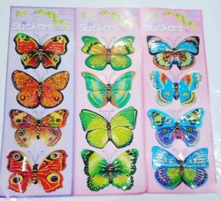 PACK OF 12 MULTICOLORED BUTTERFLY STICKERS