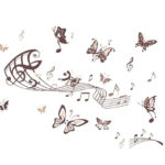 Musical Butterfly Wall Sticker Black Music Notes Wall Paper PV Home Wall Art Decor Self - Image 8
