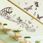 Musical Butterfly Wall Sticker Black Music Notes Wall Paper PV Home Wall Art Decor Self - Image 4