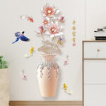 JAAMSO ROYALS  Vase Design Vinyl Self Adhesive Home Décor Wall StickerSelf Adhesive Sticker Wall decal 3D painting Porcelain lotus vase - SK9833 Size 60x90cm - Image 3