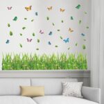 XL7180 Supzone Green Grass Wall Corner Decals Flower Butterfly Baseboard Skirting Line Wall Art Sticker for Bedroom Living Room Kitchen Wall Decor Home Decoration - Image 4