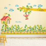 Cartoon Plants Post and Branch with Hanging Lamp' Wall Sticker Decals Design  (PVC Vinyl, ), Multicolour LD2033 Size: 50x70cm