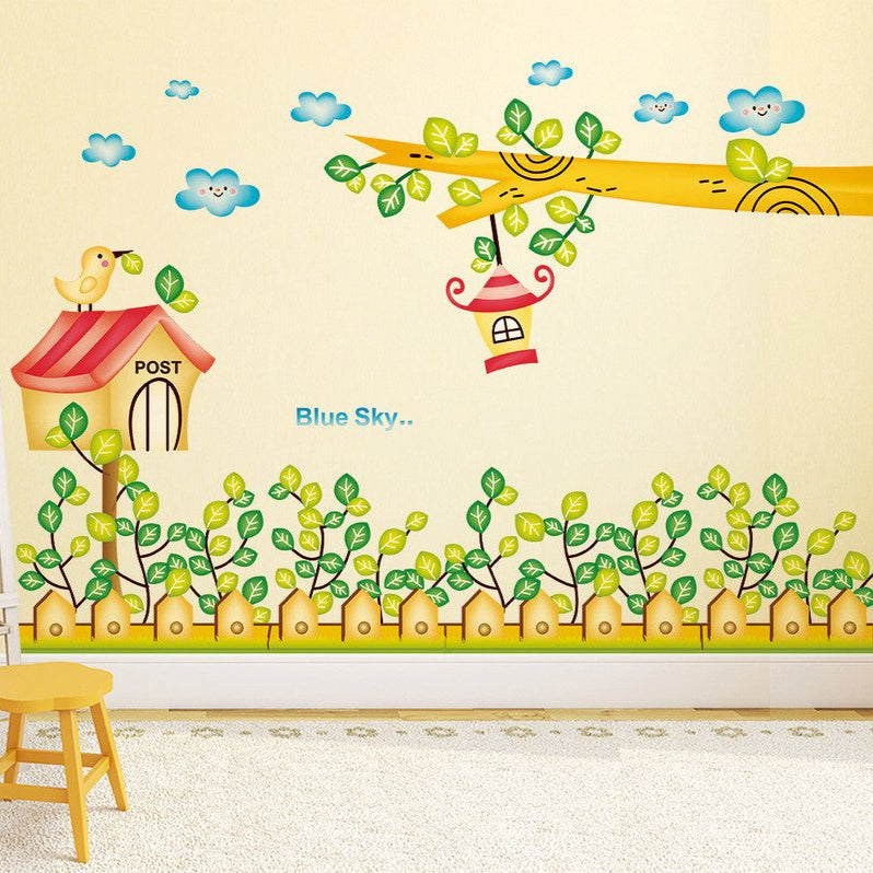 71-A4MRntAL._SL1024 Cartoon Plants Post and Branch with Hanging Lamp' Wall Sticker Decals Design (PVC Vinyl, ), Multicolour LD2033 Size: 50x70cm - Image 1