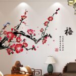 Plum Blossom and Red Flower Tree DIY Removable Wall Sticker for Bedroom Living Room Office - Image 3
