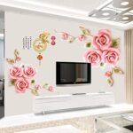 XXL Roses Pink Rose Flowers Wall Sticker  Mural Pictures Floral Butterfly Wall Art Decor for Living Room Bedroom Sofa  Decoration GS9602 Size: 60x90cm - Image 5