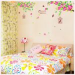 JAAMSO ROYALS Removable Flowers Stickers Pink Peach Wall Sticker size 60x90 am818