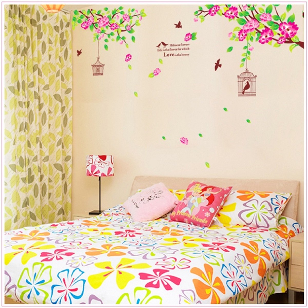 711ji_j_ZlL._SL1200 JAAMSO ROYALS Removable Flowers Stickers Pink Peach Wall Sticker size 60x90 am818 - Image 1