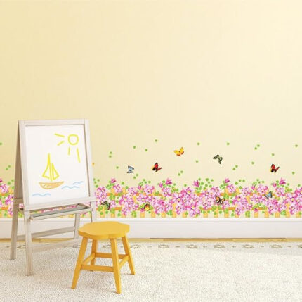 Amazon Brand - Solimo Wall Sticker for Living Room (Floral Fence, Ideal Wall,stick size 50x7. dm570160