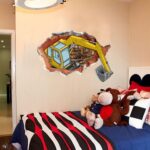 Baby Boy's 3D Style Broken Wall Excavator Wall Decal One Size Multi - Image 3