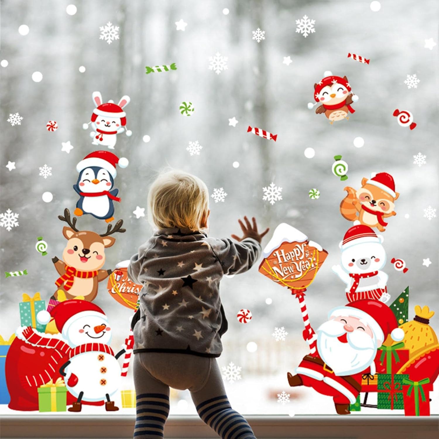 712kez5V_jL._AC_SL1500_e0541bda-d125-49b3-9a89-bea467957ae5 Wall Stickers Xmas Window Wall Clings Creative Santa Claus Deer Wall Decals for Christmas Party HT94032 - Image 1