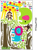 Rebate Fan Big Colorful Tree and Jungle Animal  Wall Sticker Nursery Bedroom Wall Art Decor Cute Giraffe Monkey Owl Tree Art Wall Stickers Kids Room Removable Decal Baby Bedroom Wall Art by Df5071 - Image 3