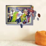 Winahppyhome 3D Fake Window Rugby Sports Wall Stickers for Bedroom Living Room Background Wallpaper Removable Home Decor Decals size 70x100 ay8010xl