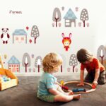 Ay7016 HEUREKA Piccola Forest Rabbit Bear Panda Tree House Kids Self Adhesive Home Décor WallSticker - Image 4