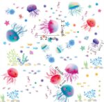 Adam Victor Removable Creative 3D Fun Fish Jellyfish Underwater World Wall Decals Kids Room Wall Decorations Art Décor Stickers Nursery Décor 3D DIY PVC Art Decal Bedroom Bathroom Sticker Xl3042  Size:18x12 - Image 2