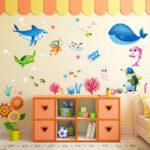 Cartoon Animals Wall Stickers Photo Frames Removable Wall Decals Home Decor PVC Art Mural Baby Boys Girls Kids Bedroom Kitchen Decoration Posters Wall Sticker (Whale Shark Dolphin Sea Aniamls) size 50x70 xls7225