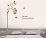 Jm8316 Tree hanging bird cage wall sticker, suitable for living room background bedroom decoration wallpaper - Image 4