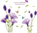 Cute 3D Purple Flowers Wall Sticker Art Mural Decal for Living Room Kitchen Desk Background size 70x50 xls7113 - Image 4
