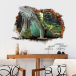 Xh7231 EWQHD Lizard 3D View Wall Sticker Real Animal Wallpapers Through Wall Green Lizard Decals Kids Room Decoration Boys Gifts - Image 2