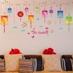 Cartoon Animals Wall Stickers Butterflies Flowers Trees Wall Decals Home Decor PVC Art Mural Baby Boys Girls Kids Bedroom Kitchen Room Decoration Wall Sticker (Colorful Chinese Lantern) size 50x70 xls7130 - Image 4