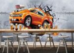 Xh7256 Decoration Murals Wall 3D Industrial Wind Breaking Wall Car Metal Tire Sports Car Mural Background Wall-400Cmx280Cm - Image 3