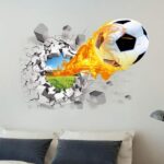 Ncs1473 Lifeupmall 3D Wall Stickers Decorator Removable Break Through The Wall Vinyl Murals Art Decals Kid's Favor Basketball Football Soccer car for Nursery Kids Room Bedroom (Football) - Image 5
