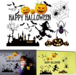 Unique Bargains Halloween Pumpkin Witch Moon Bat Pattern Wall Sticker Black - Image 3