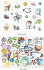 Space Astronaut Cartoon Wall Sticker Kids Room Outer Space Planet Galaxy Rocket Ship Decorative Wall Murals For Child's Favor size 50x70 xls7239 - Image 5