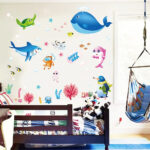 Cartoon Animals Wall Stickers Photo Frames Removable Wall Decals Home Decor PVC Art Mural Baby Boys Girls Kids Bedroom Kitchen Decoration Posters Wall Sticker (Whale Shark Dolphin Sea Aniamls) size 50x70 xls7225 - Image 2