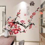 Plum Blossom and Red Flower Tree DIY Removable Wall Sticker for Bedroom Living Room Office - Image 4