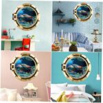 DNVEN 20 inches x 20 inches 3D Vivid Undersea Tropical Fishes Sea Turtles Window View Faux Submarine Window Partial Frosted Frosting Murals Wall Decals Removable Wall Stickers for Bedrooms Home Arts - Image 4