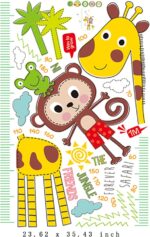GE Hot Wall Decal Jungle Friends Monkey Giraffe Height Chart Sticker - Image 9