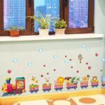 YUANCHENG Cartoon animal train wall stickers for kids rooms decoration art decals size 50x70 sk7064