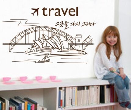 Elegante Inglés Cartas puente Opera vinilo de pared para el hogar papel adhesivo extraíble Living comedor dormitorio Cocina murales arte imagen DIY Stick Niñas Niños Kids Nursery Baby sala de juegos decoración size 50x70 jm8346