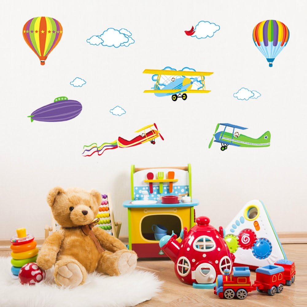 71SCD43JBrL._AC_SL1000_bd036b3c-363a-4122-bc22-f9a9aa834320 Jm6607 Wall Sticker For Kids Room Home Decoration Wall Decor Air Balloon Plane - Image 1