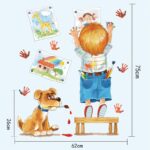 Decorative wall decal, dog and giraffe design for home, removable paper for living room, dining room, bedroom, wall art, DIY for girls, boys, nursery size 50x70 sk7007 - Image 3