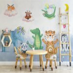 Custom Mural Wallpaper 3D Cartoon Cute Animal Watercolor Mural Children's Room Background Wall size 50x70 sk7153 - Image 3