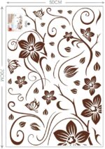 High Quality Adhesive Rooms Walls Vinyl DIY Stickers / Murals / Decals / Tattoos / Transfers With Delicate Flowers, Butterflies And Swirls Designs In Brown Colour By VAGA size 50x70 dm57004 - Image 3