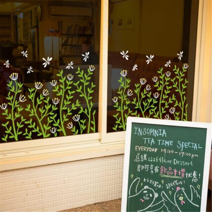 Grass and Flower Window Stickers, Wall Stickers, Living Room, Bedroom, Bathroom, Balcony, Window Decoration size 50x70 sk7188