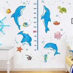 Kids room dolphin height measure wall stickers removable cartoon nursery wall decals waterproof bathroom wall decals size 50x70 Xl8368 - Image 2