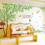 Rainbow Fox Large Green Tree Wall Sticker Decals PVC Removable Wall Decal for Nursery Girls and Boys Children's Bedroom size 50x70  dm570043