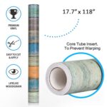 WENMER 17.71" x 118" Wood Plank Contact Paper Wallpaper Distressed Wood Textured Peel and Stick Wallpaper Blue Green Yellow Strips Self-Adhesive Wallpaper roll for Walls Shelves Drawers Furniture Room - Image 5
